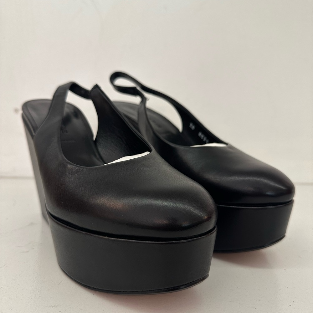 Robert Clergerie Black Platform Slingback Shoes